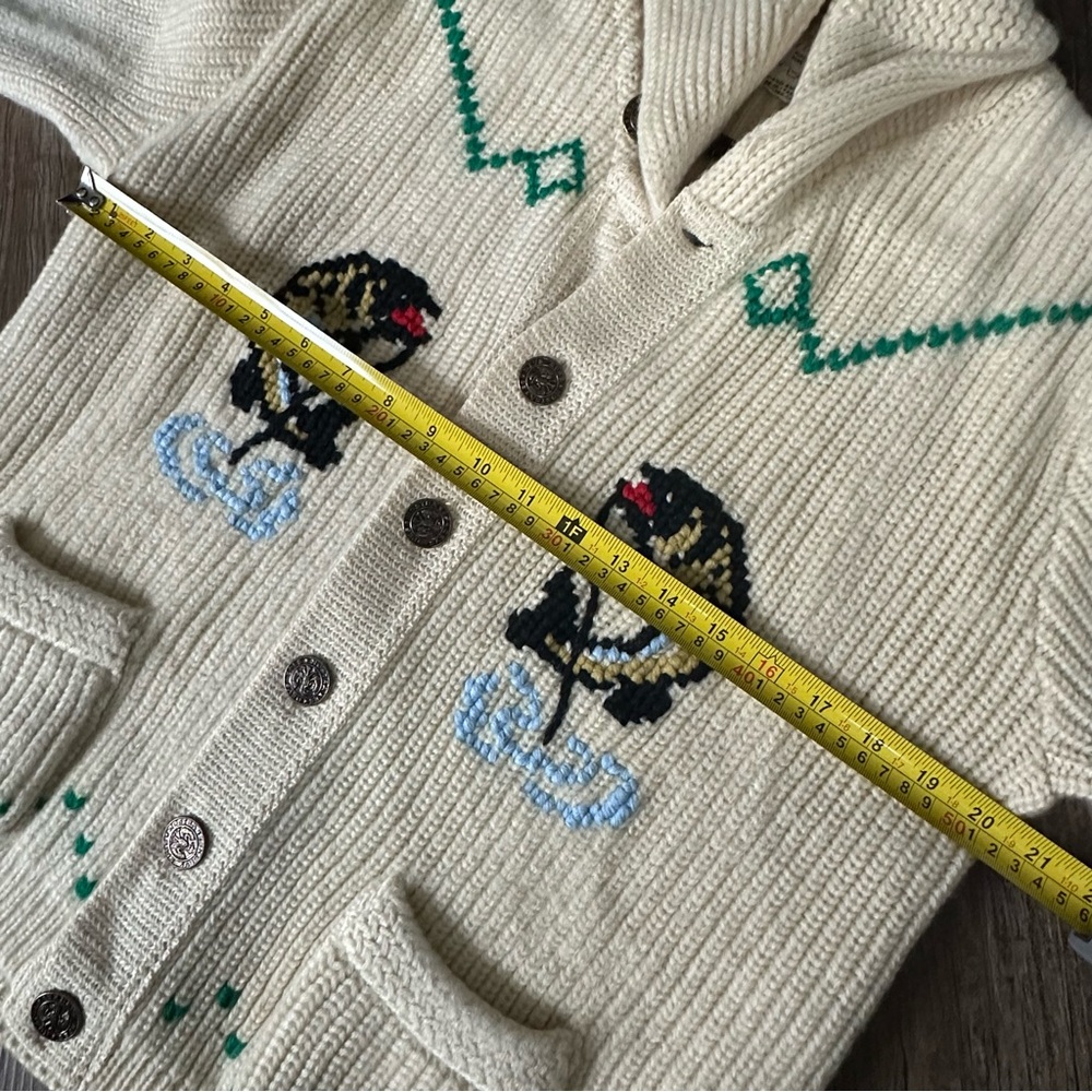 1960’s Tundra Virgin Wool Knit Cardigan fish cozy cabin aesthetic - Picture 8 of 9
